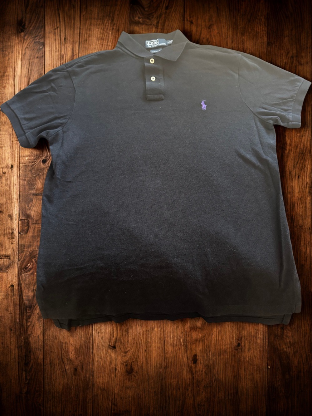 Ralph Lauren Black Short-Sleeve Polo with Purple Pony